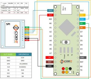 Wiring OLED 128×64 1.3 inch Display on SPI, i2C | 14core.com