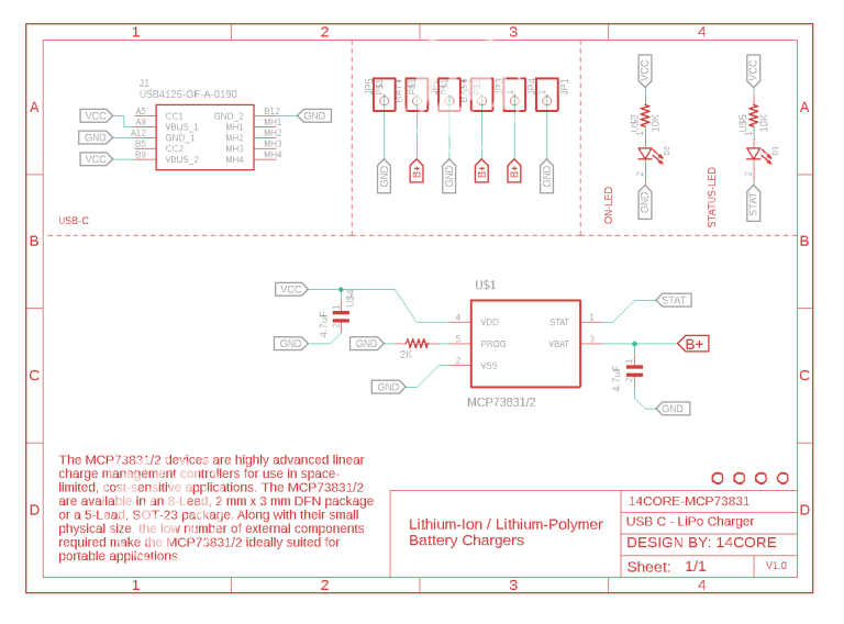 Wiring USB-C on Microchip MCP73831 a Single-Cell Fully Integrated Li